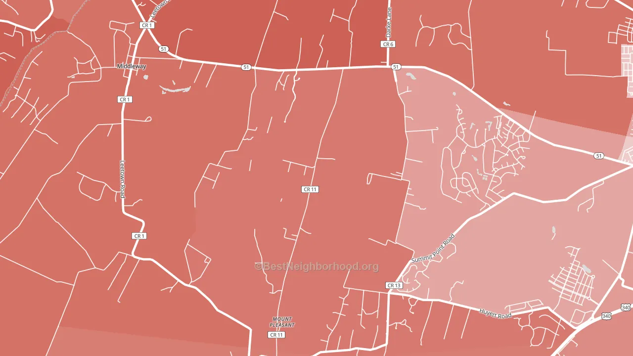 Mount Pleasant, WV block-group political-lean map