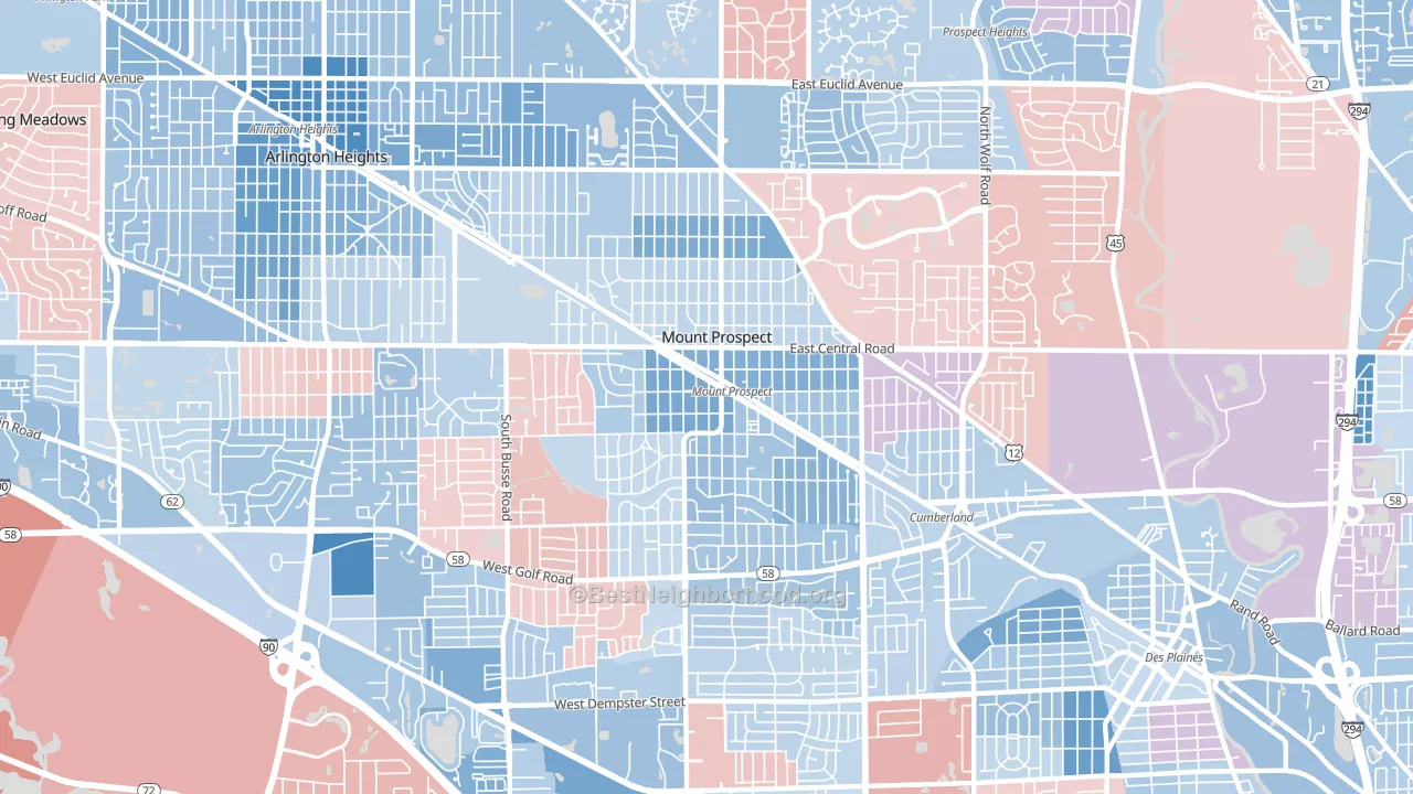 Mount Prospect, IL block-group political-lean map