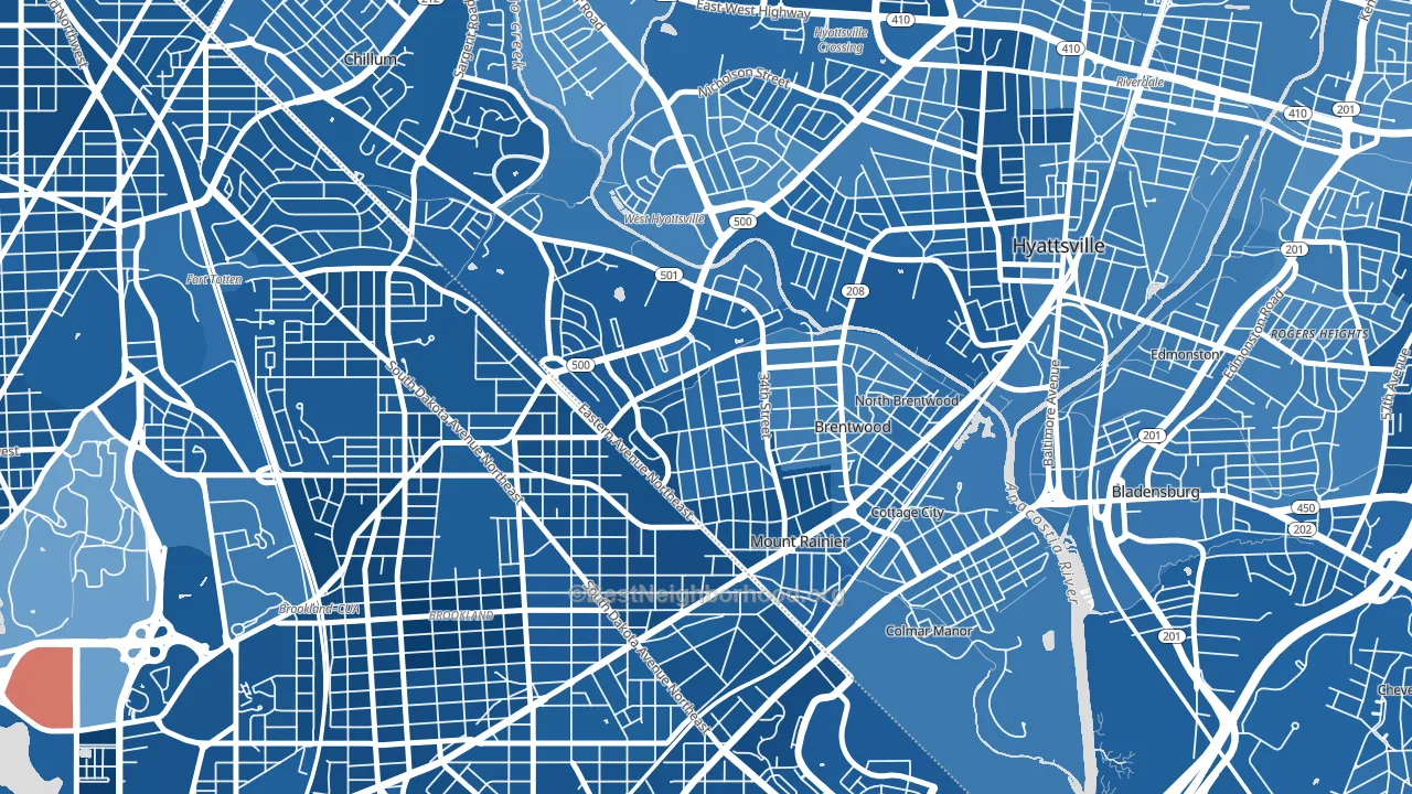 Mount Rainier, MD block-group political-lean map