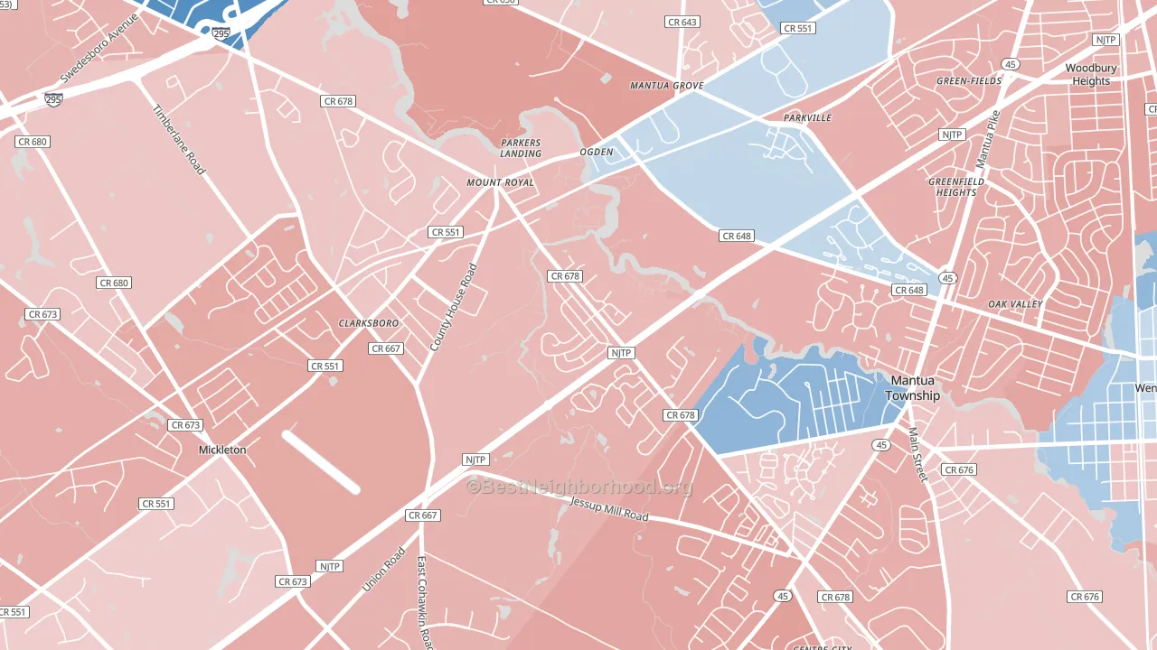 Mount Royal, NJ block-group political-lean map