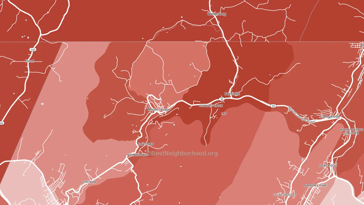 Mount Savage, MD block-group political-lean map
