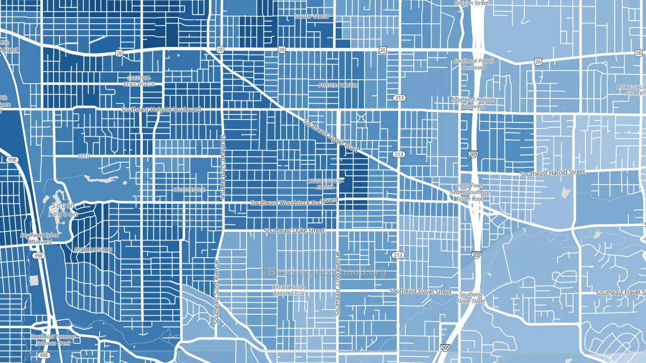 Mount Scott, Portland, OR block-group political-lean map