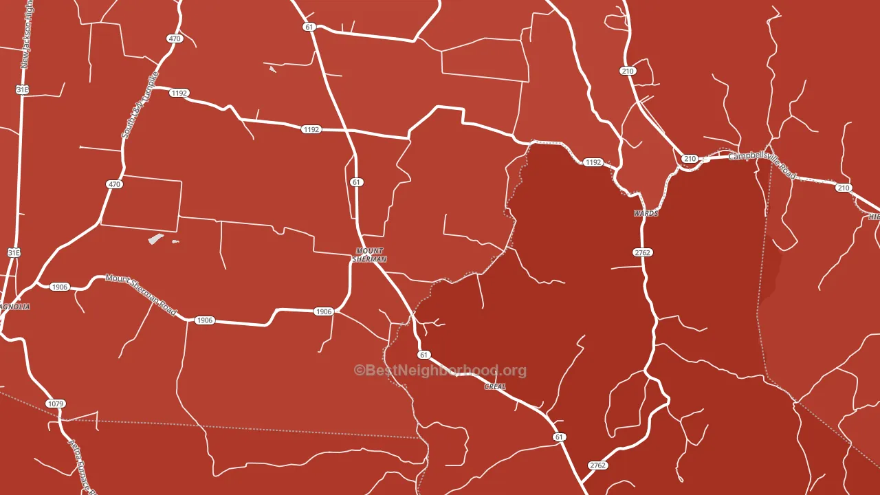 Mount Sherman, KY block-group political-lean map