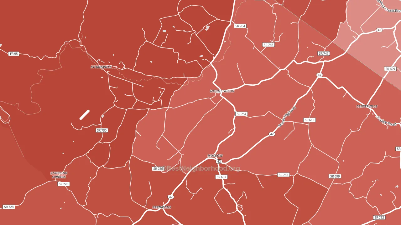 Mount Solon, VA block-group political-lean map