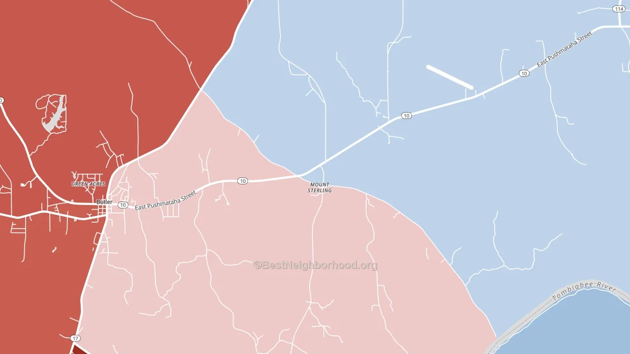 Mount Sterling, AL block-group political-lean map
