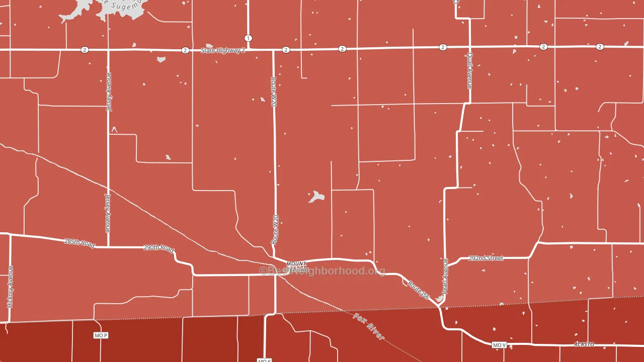 Mount Sterling, IA block-group political-lean map