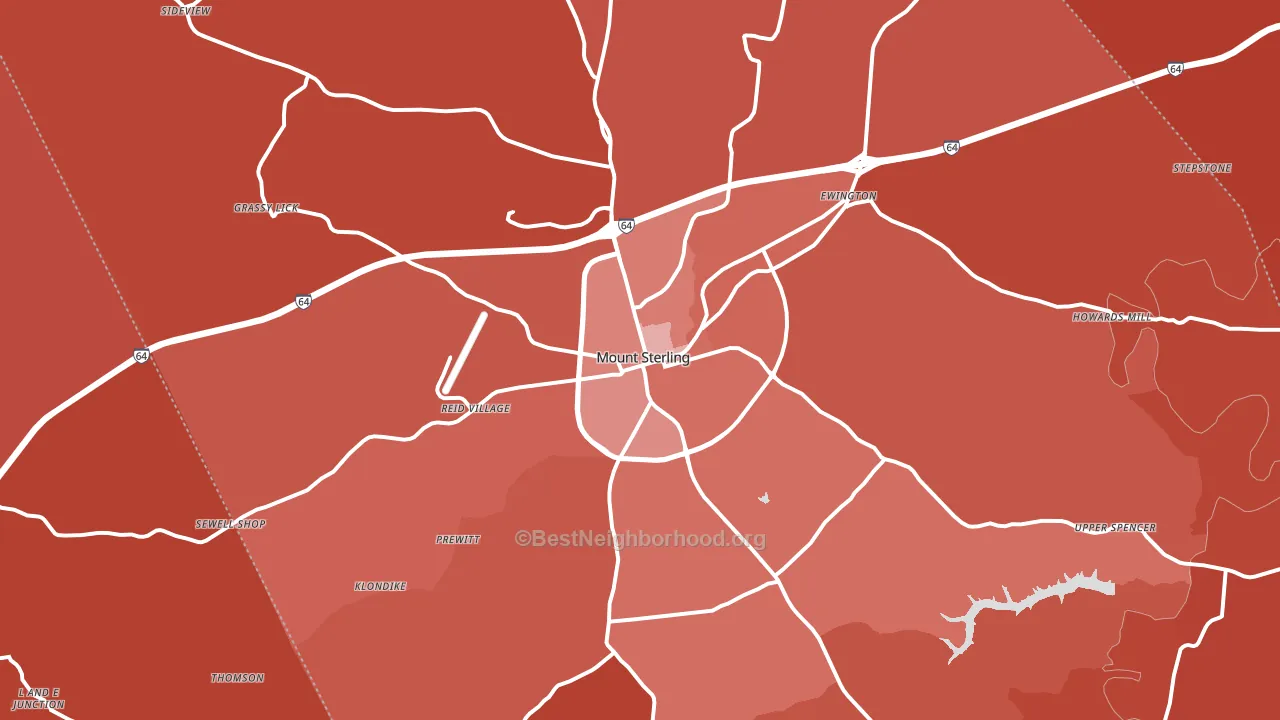 Mount Sterling, KY block-group political-lean map
