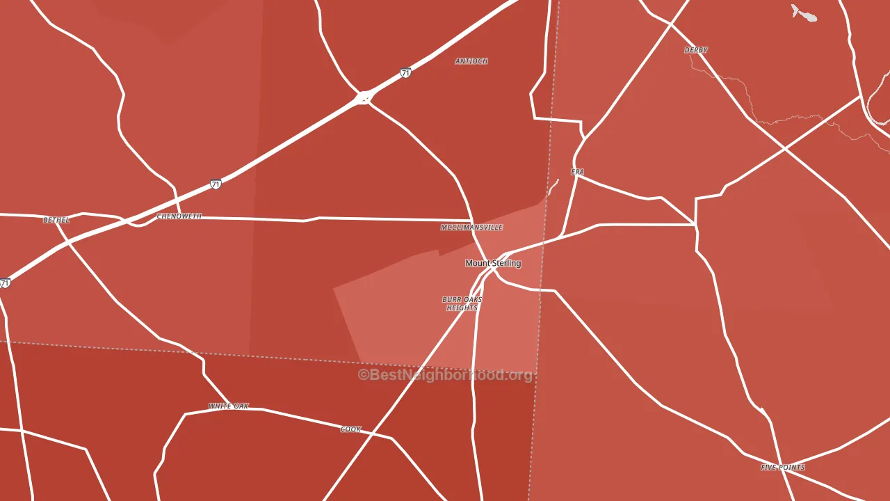 Mount Sterling, OH block-group political-lean map