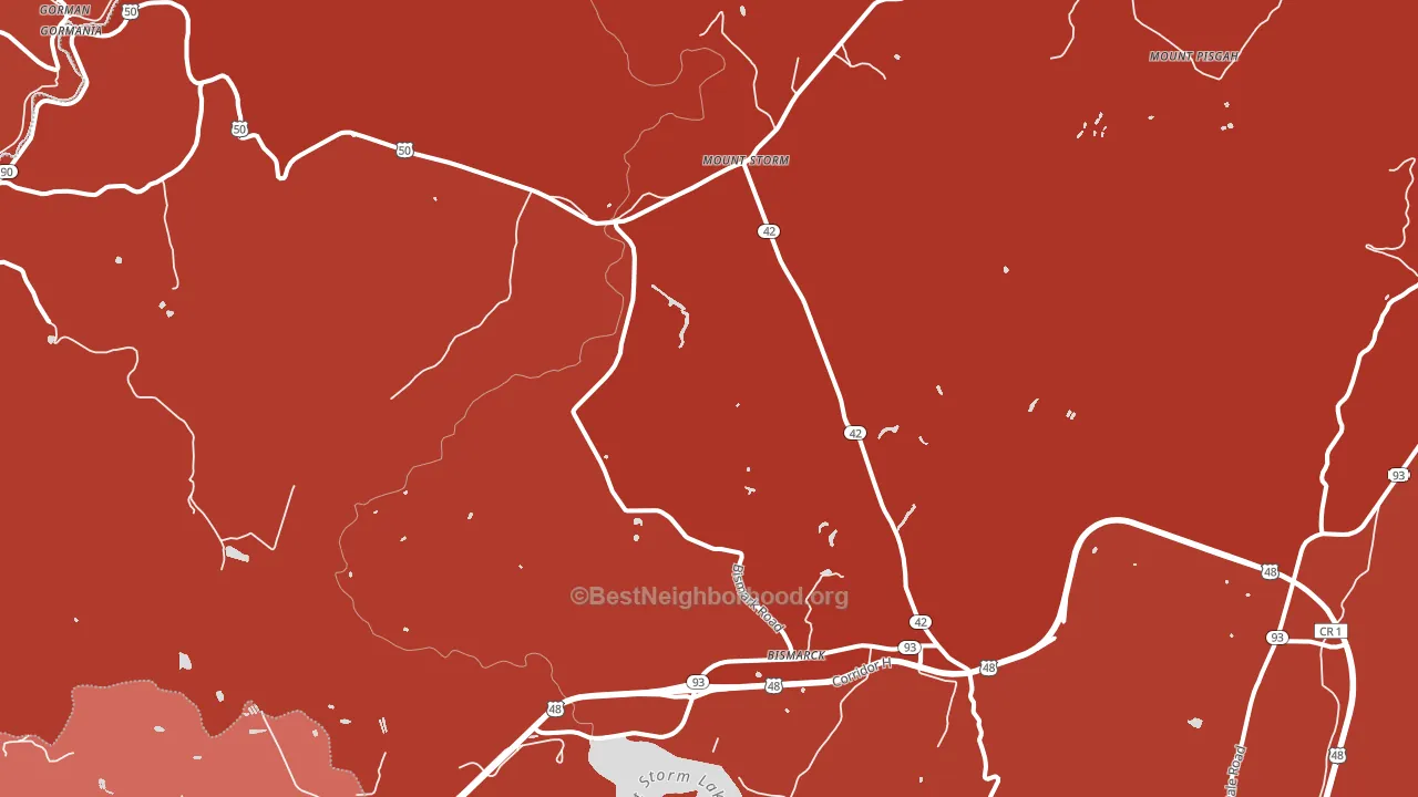 Mount Storm, WV block-group political-lean map