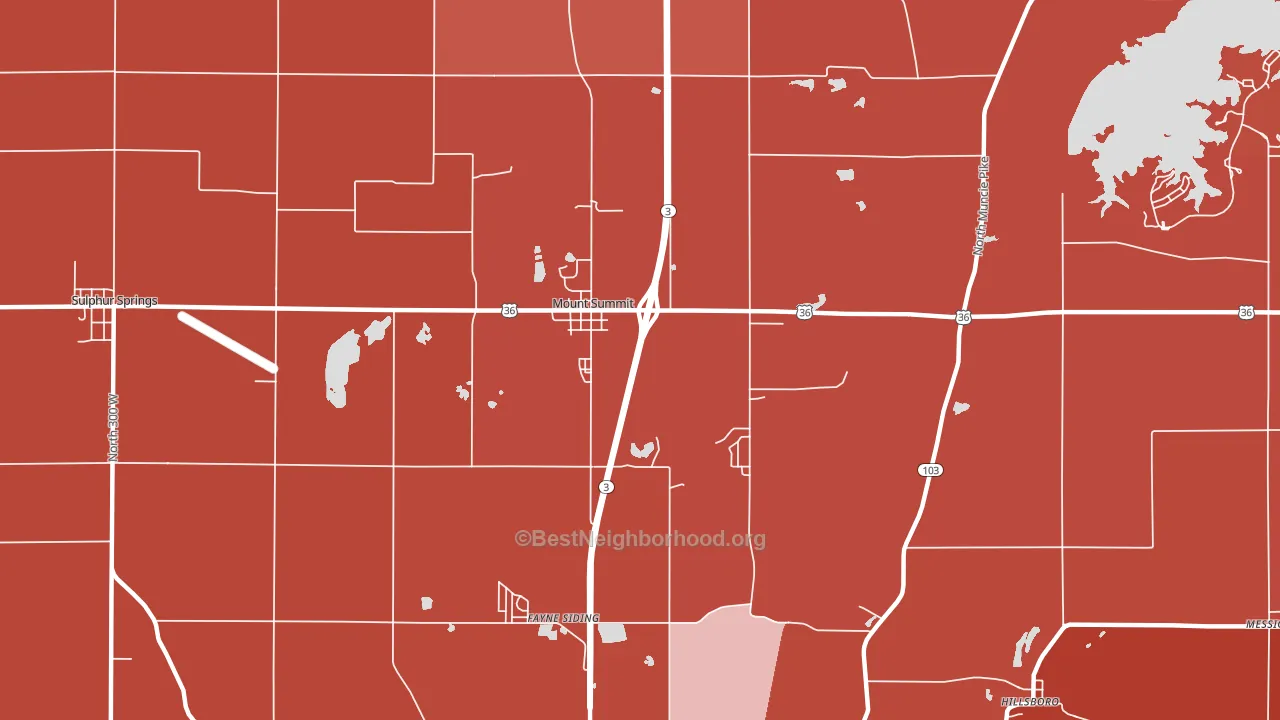 Mount Summit, IN block-group political-lean map