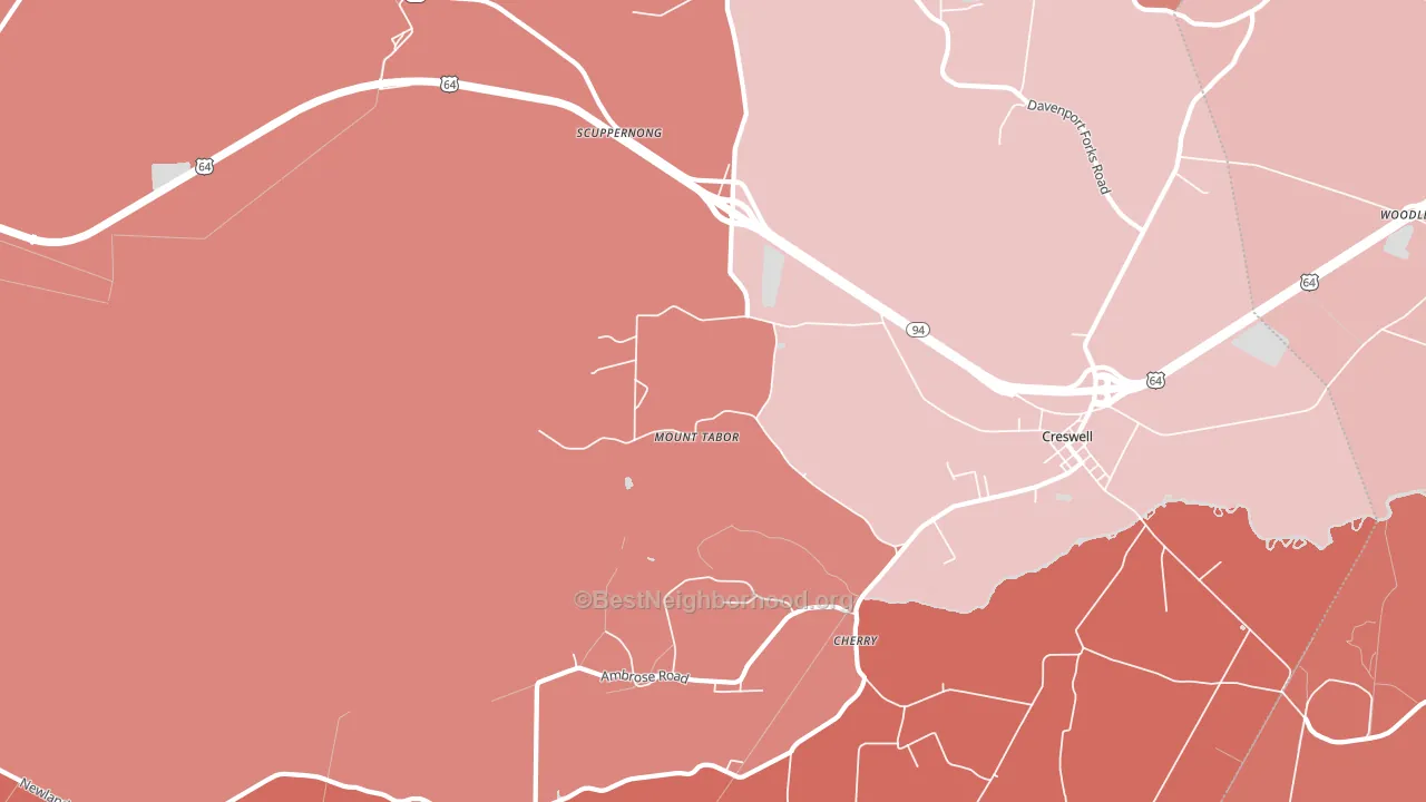 Mount Tabor, NC block-group political-lean map