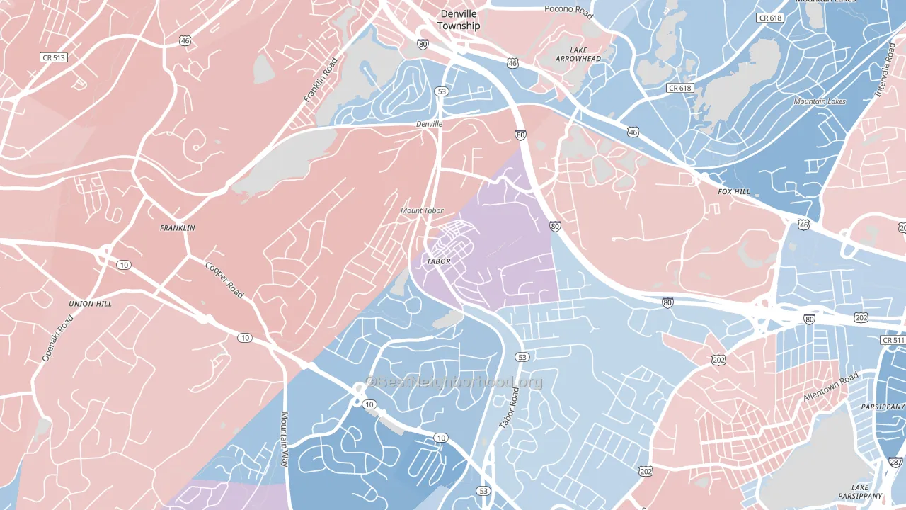 Mount Tabor, NJ block-group political-lean map