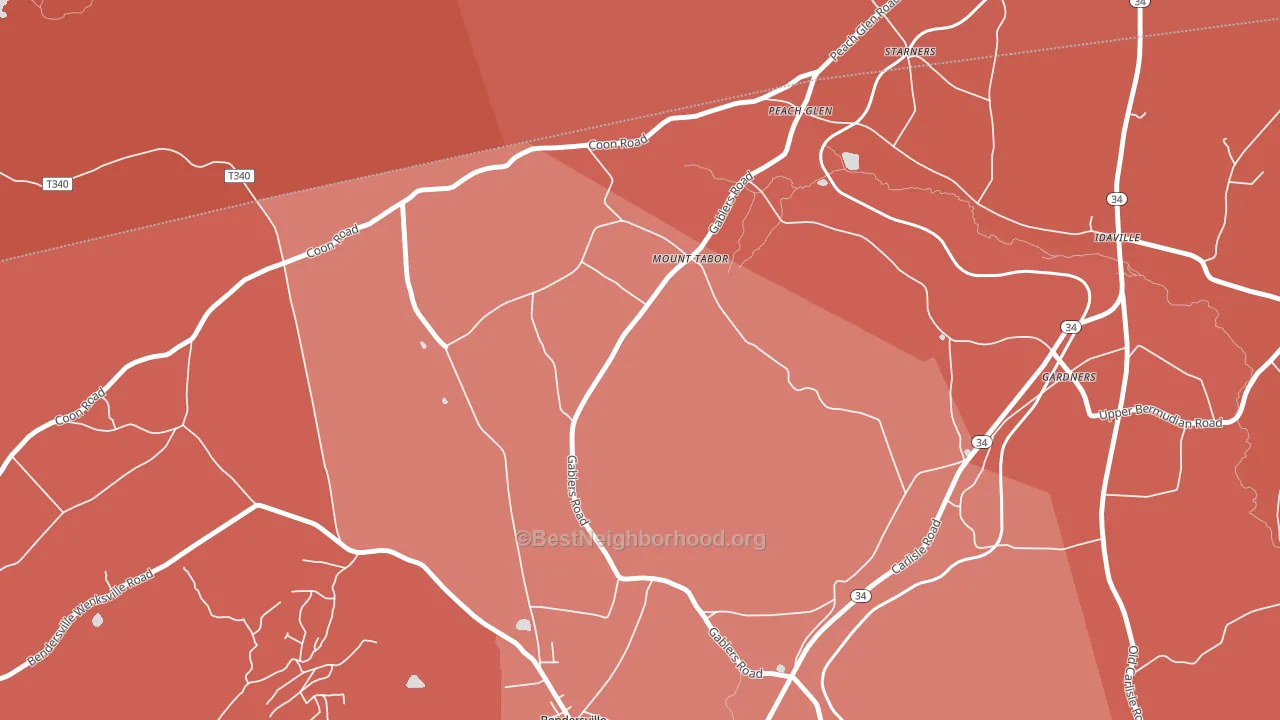 Mount Tabor, PA block-group political-lean map