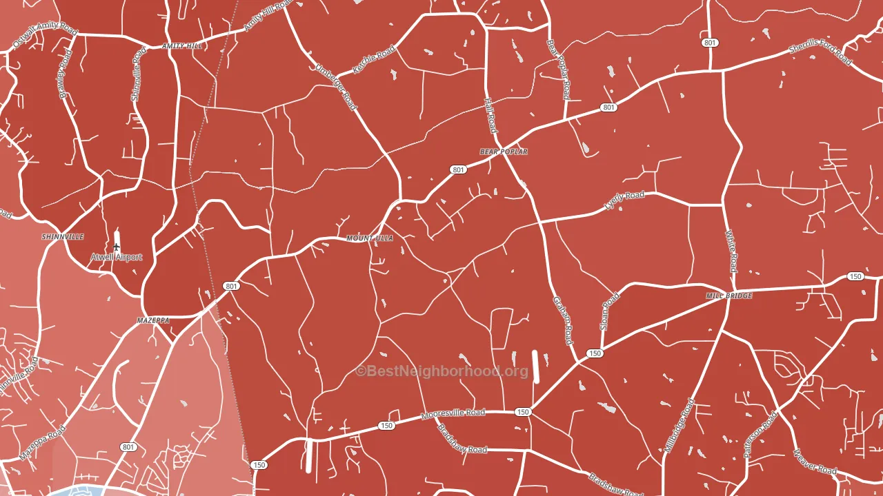 Mount Ulla, NC block-group political-lean map