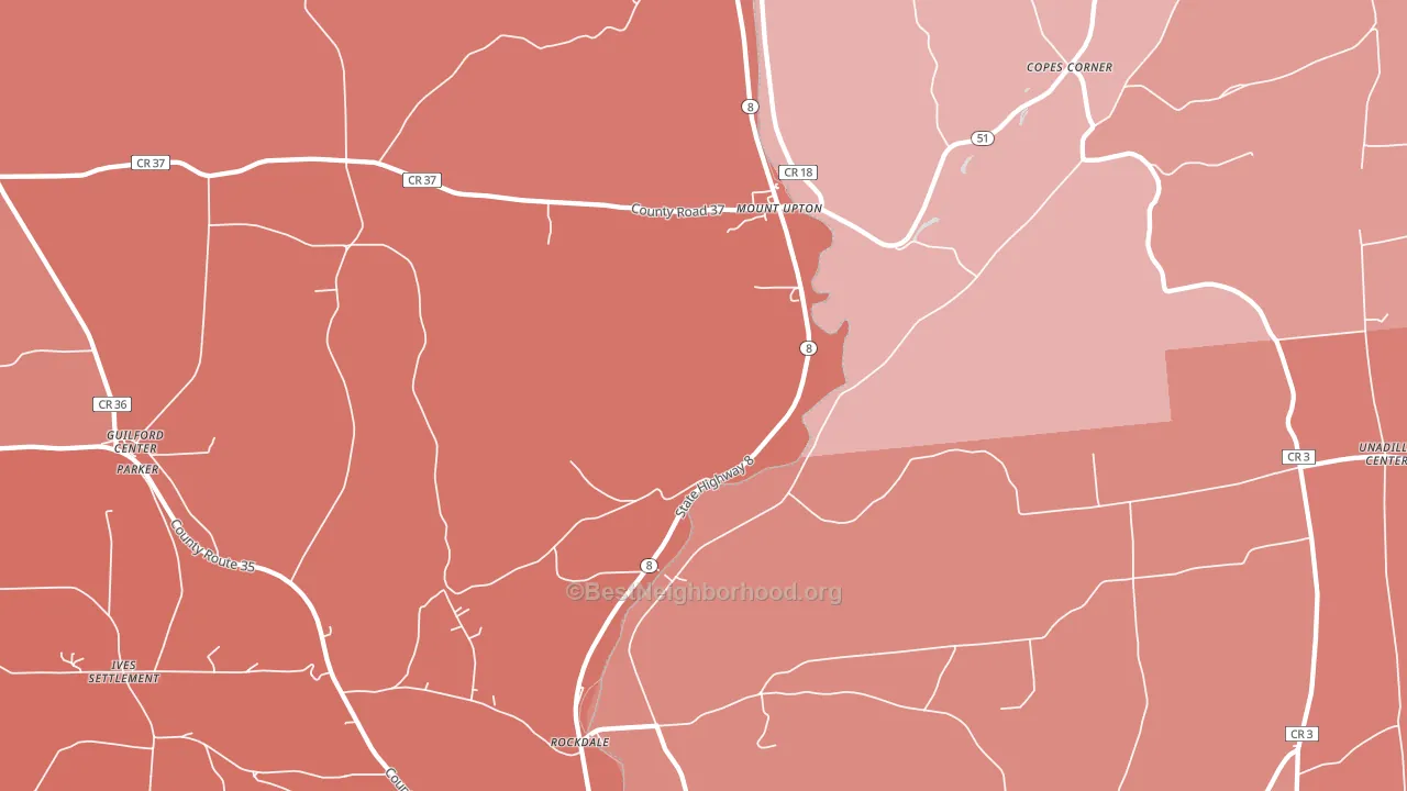 Mount Upton, NY block-group political-lean map