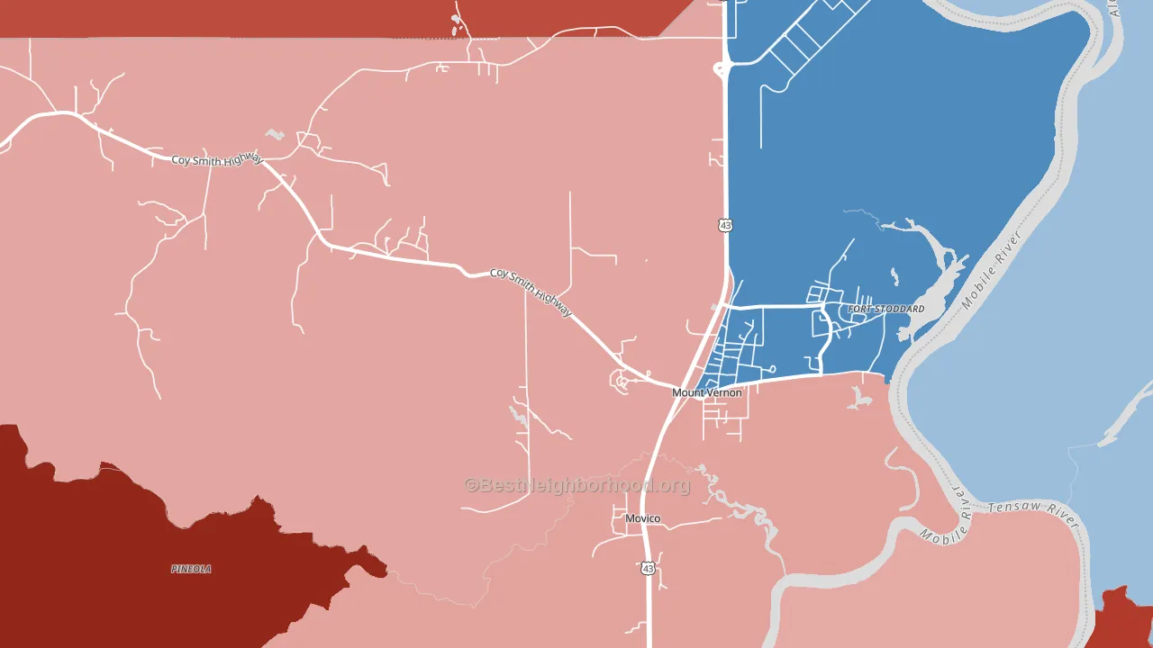 Mount Vernon, AL block-group political-lean map