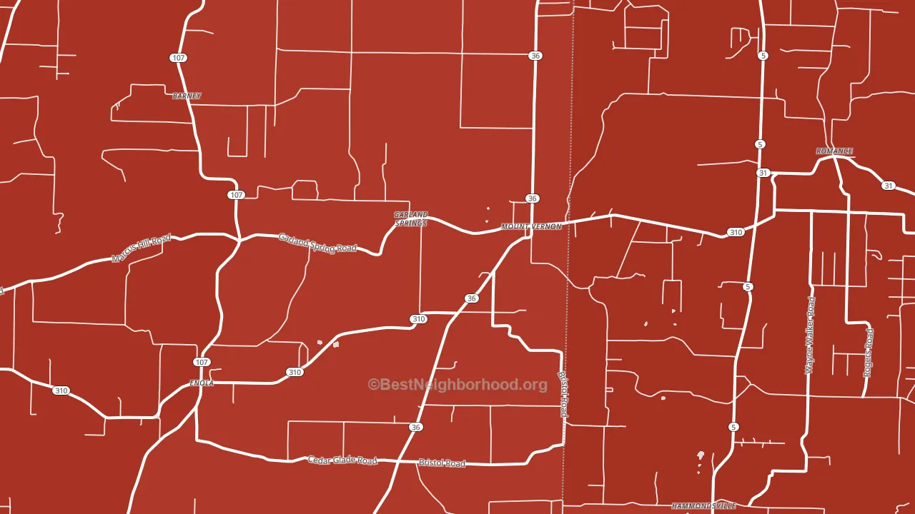 Mount Vernon, AR block-group political-lean map