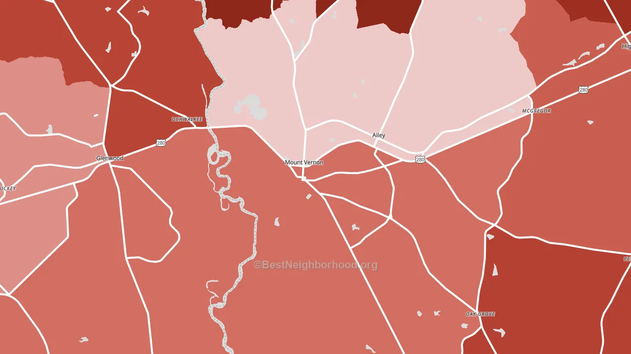 Mount Vernon, GA block-group political-lean map