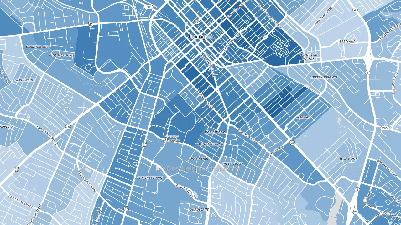 Mount Vernon-Hollywood-Montclair, Lexington, KY block-group political-lean map