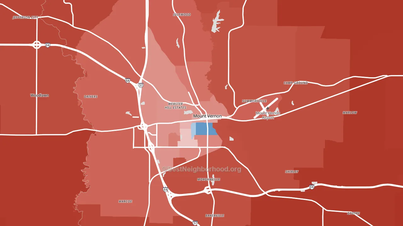 Mount Vernon, IL block-group political-lean map