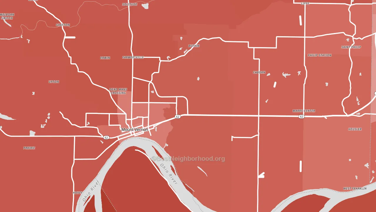 Mount Vernon, IN block-group political-lean map