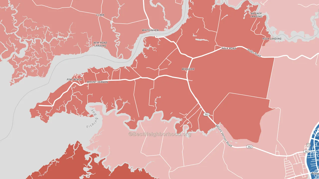 Mount Vernon, MD block-group political-lean map