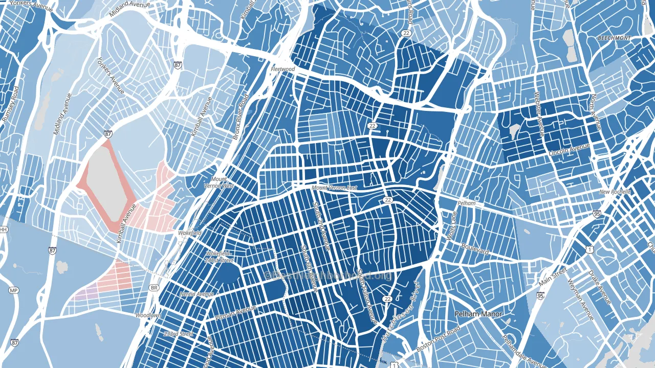Mount Vernon, NY block-group political-lean map