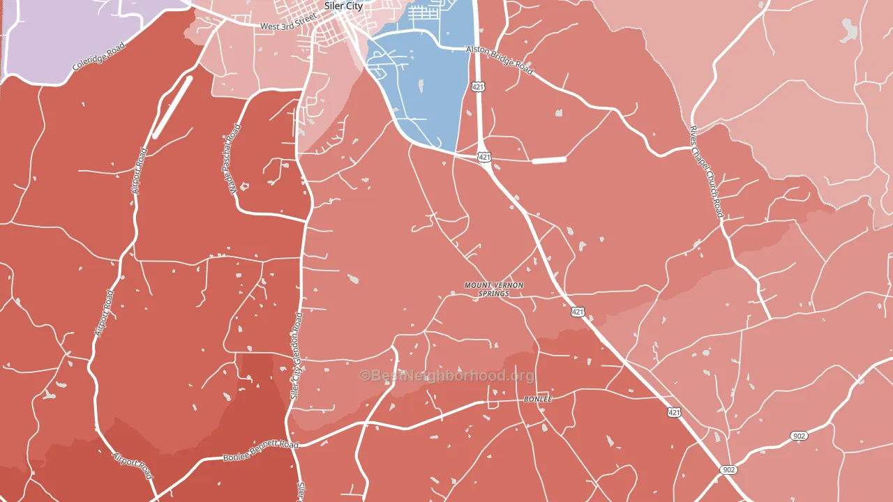 Mount Vernon Springs, NC block-group political-lean map