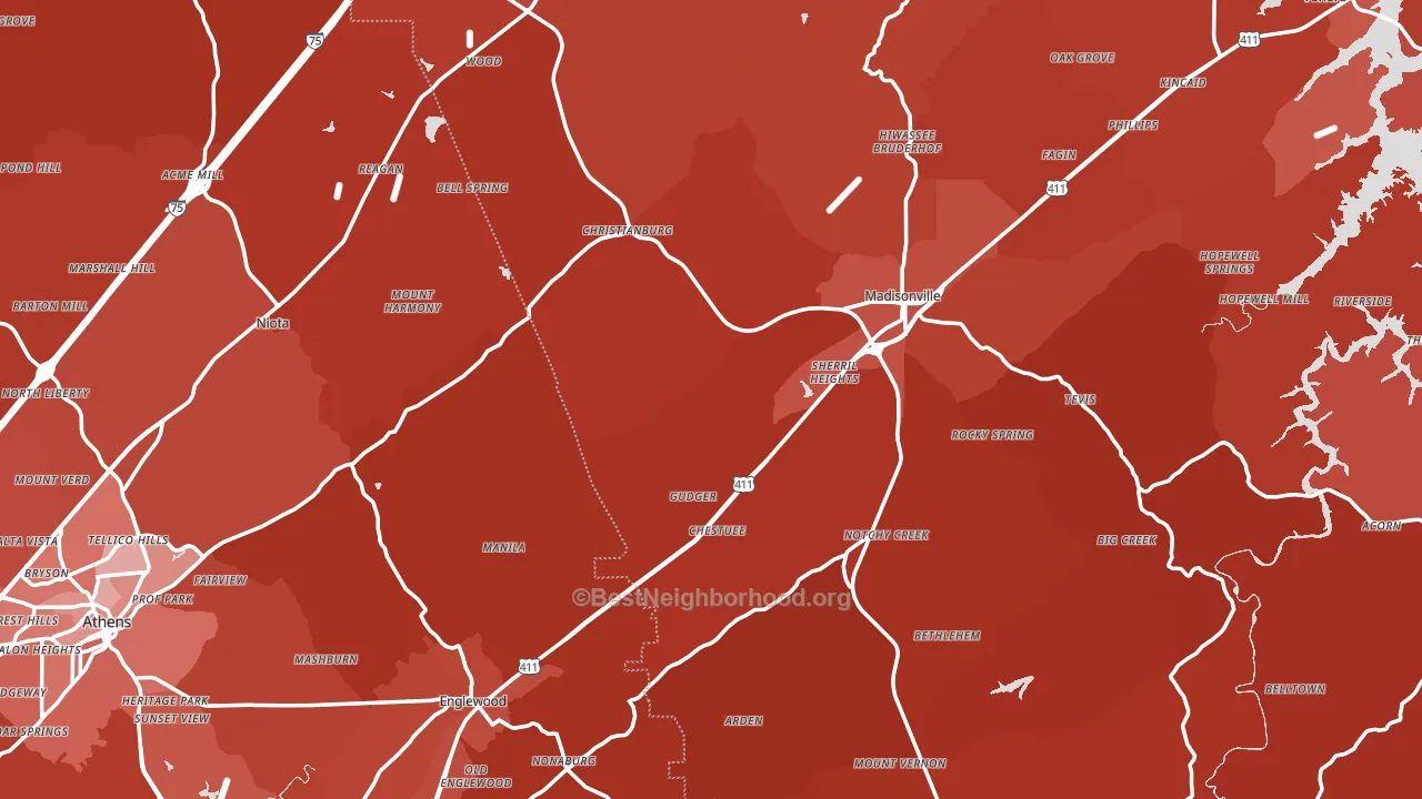 Mount Vernon, TN block-group political-lean map