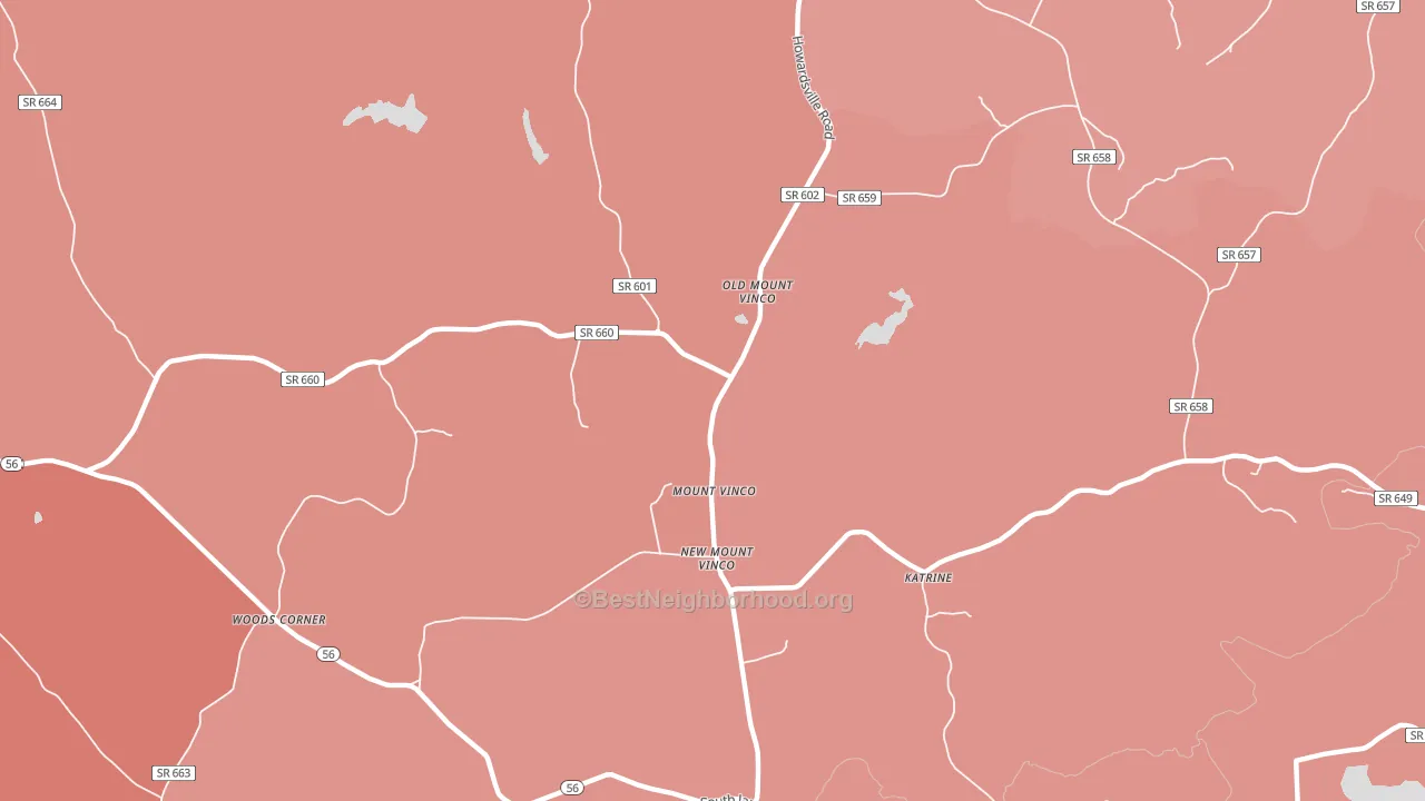 Mount Vinco, VA block-group political-lean map