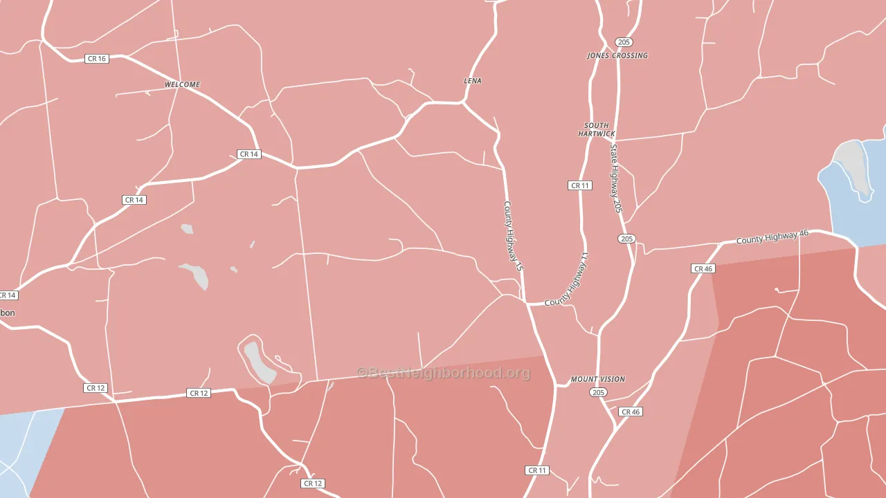 Mount Vision, NY block-group political-lean map
