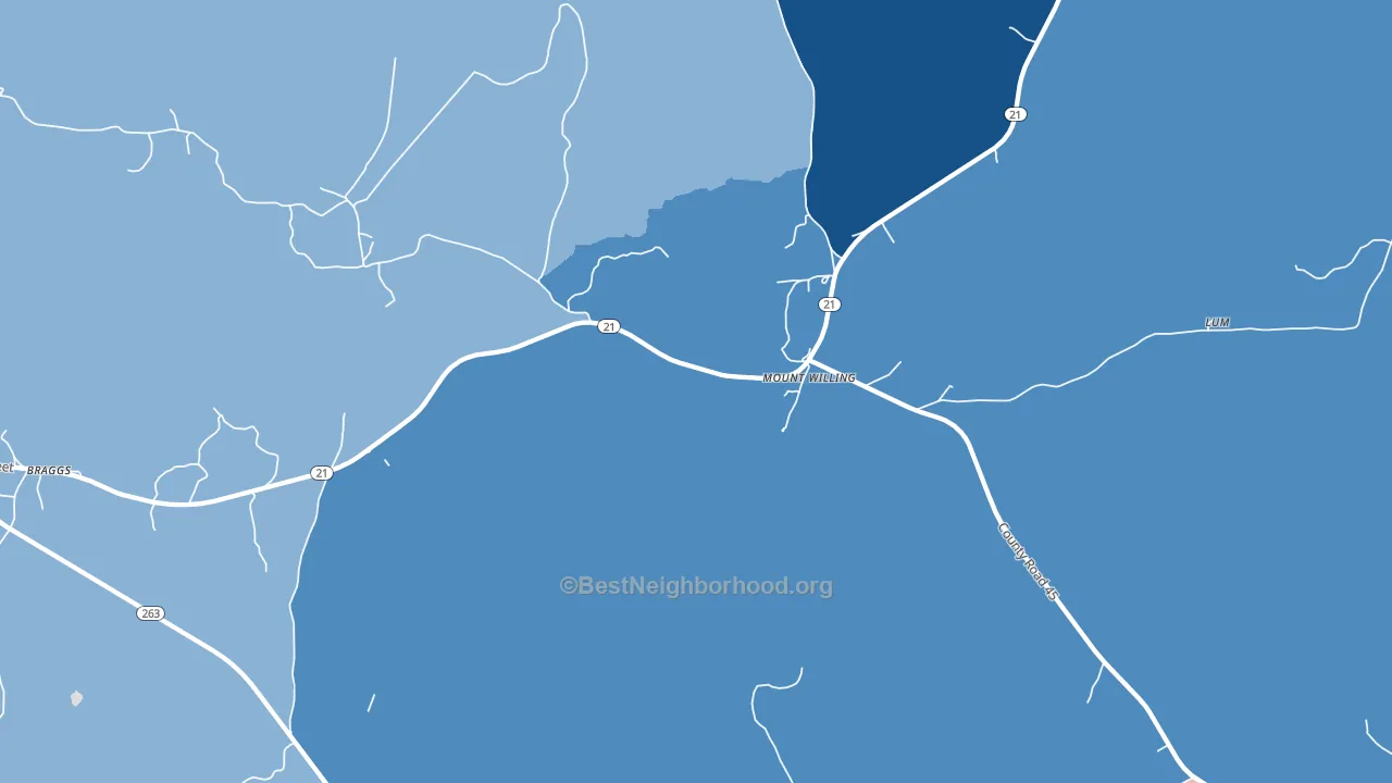 Mount Willing, AL block-group political-lean map