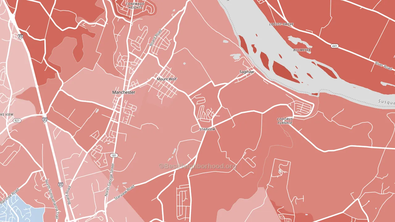 Mount Wolf, PA block-group political-lean map