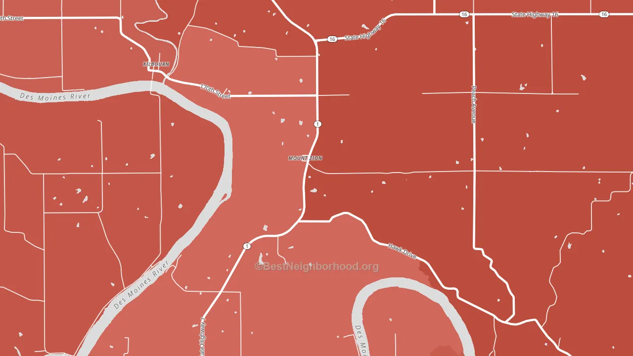 Mount Zion, IA block-group political-lean map