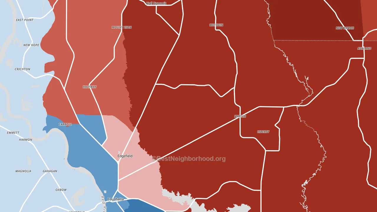 Mount Zion, LA block-group political-lean map