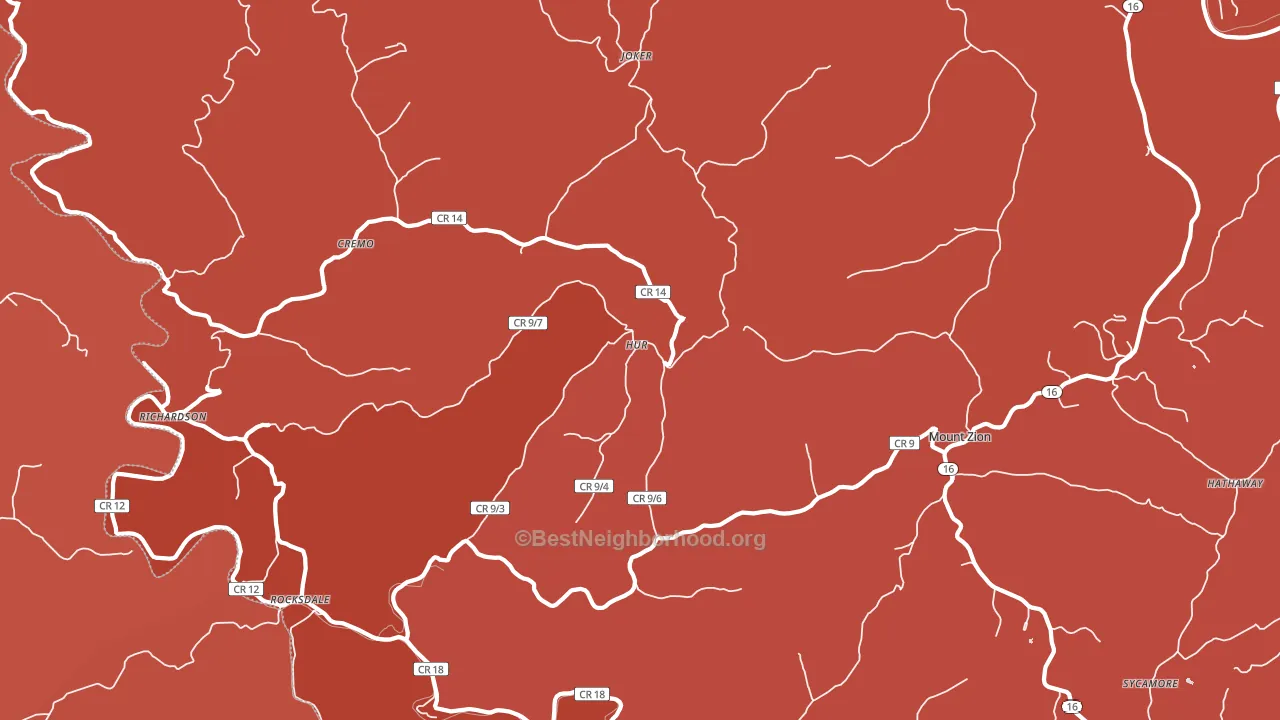Mount Zion, WV block-group political-lean map