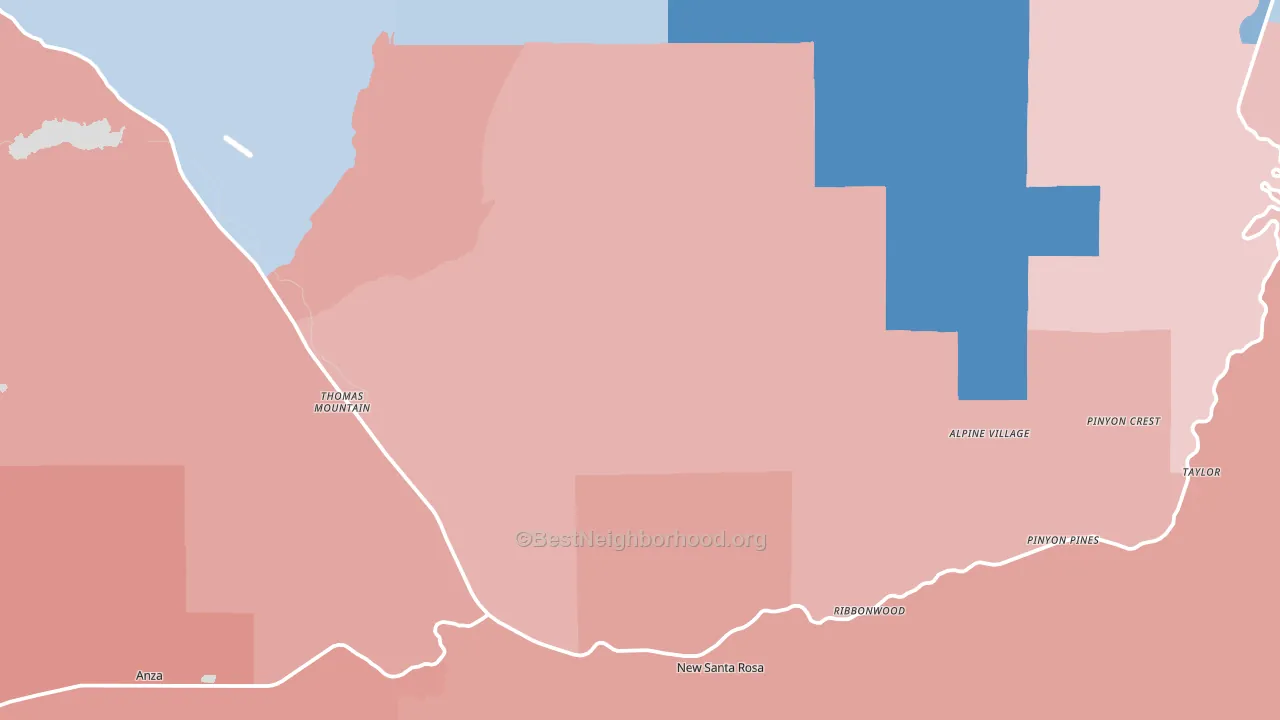 Mountain Center, CA block-group political-lean map