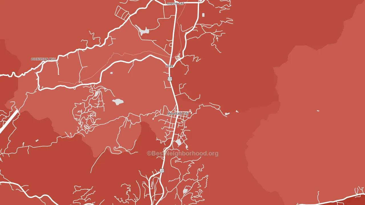 Mountain City, GA block-group political-lean map