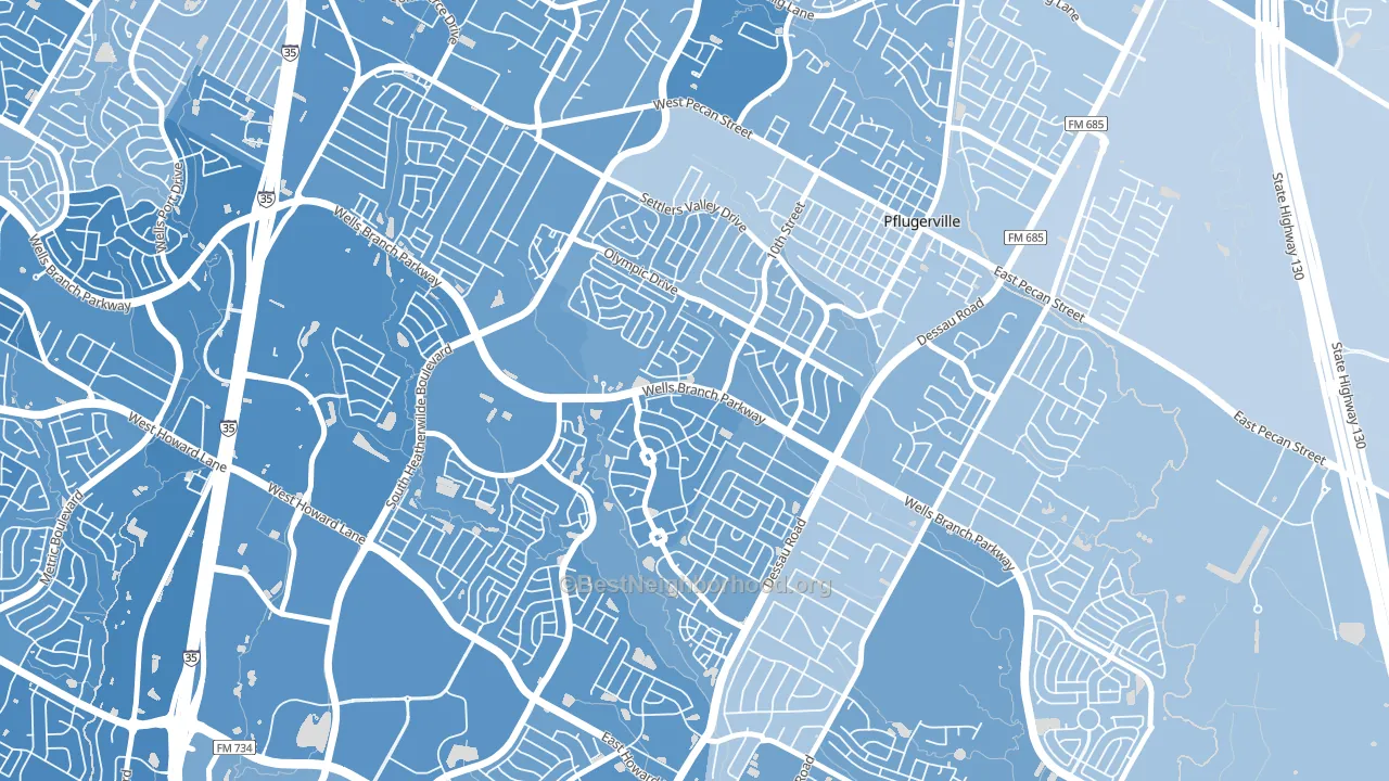 Mountain Creek, Pflugerville, TX block-group political-lean map