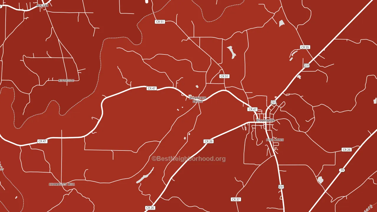 Mountain Grove, AL block-group political-lean map