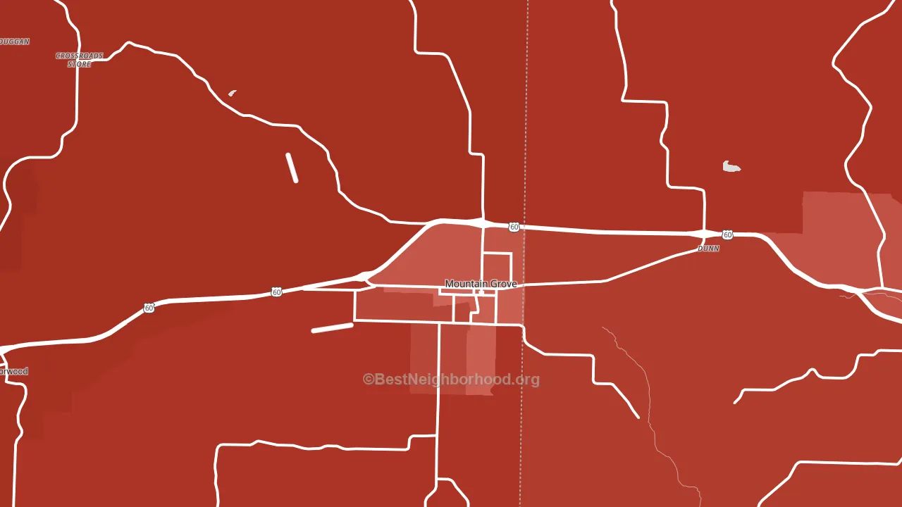 Mountain Grove, MO block-group political-lean map