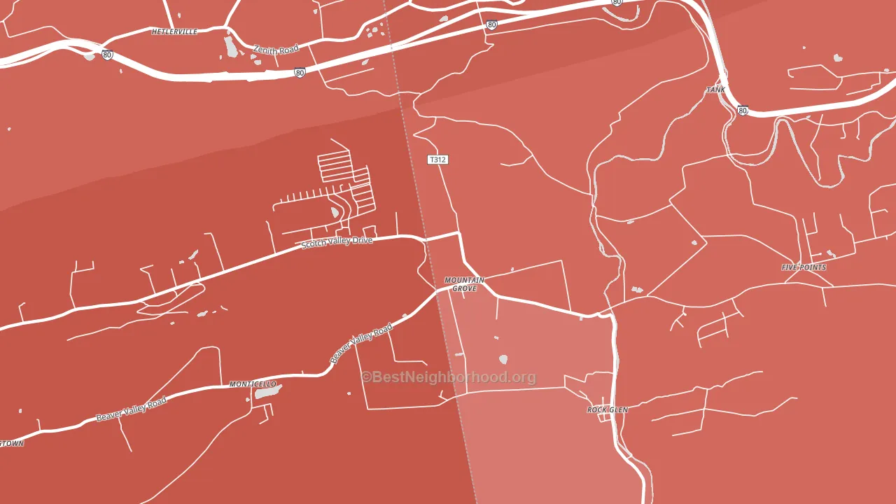 Mountain Grove, PA block-group political-lean map
