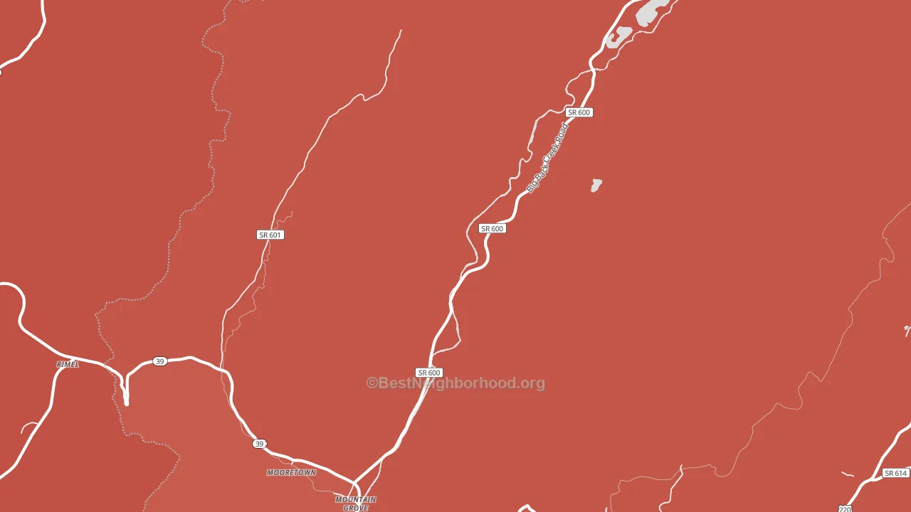 Mountain Grove, VA block-group political-lean map