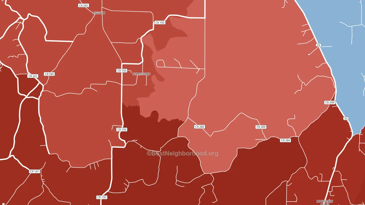 Mountain Home, AL block-group political-lean map