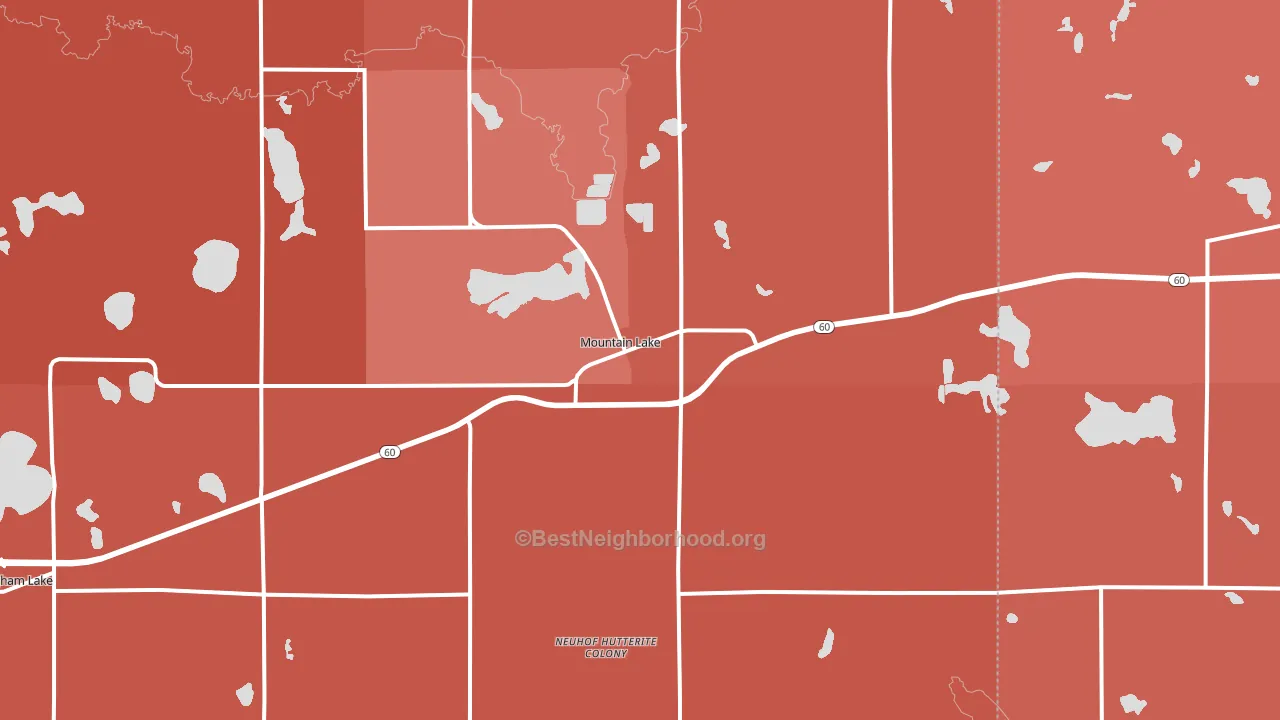 Mountain Lake, MN block-group political-lean map