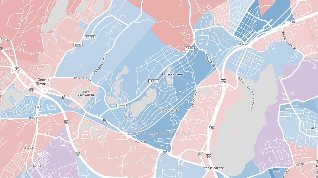 Mountain Lakes, NJ block-group political-lean map