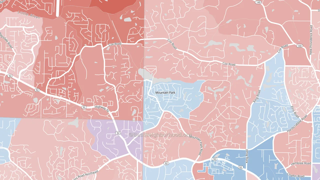 Mountain Park, GA block-group political-lean map