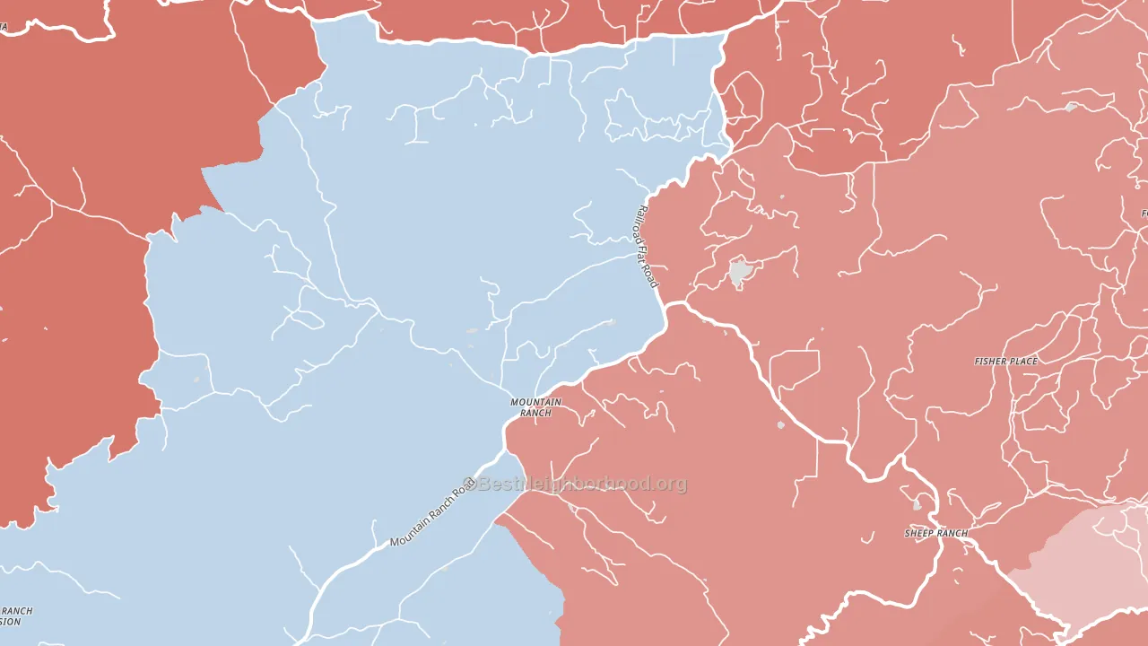 Mountain Ranch, CA block-group political-lean map