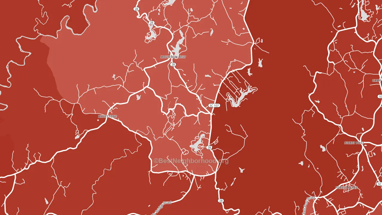 Mountain Rest, SC block-group political-lean map