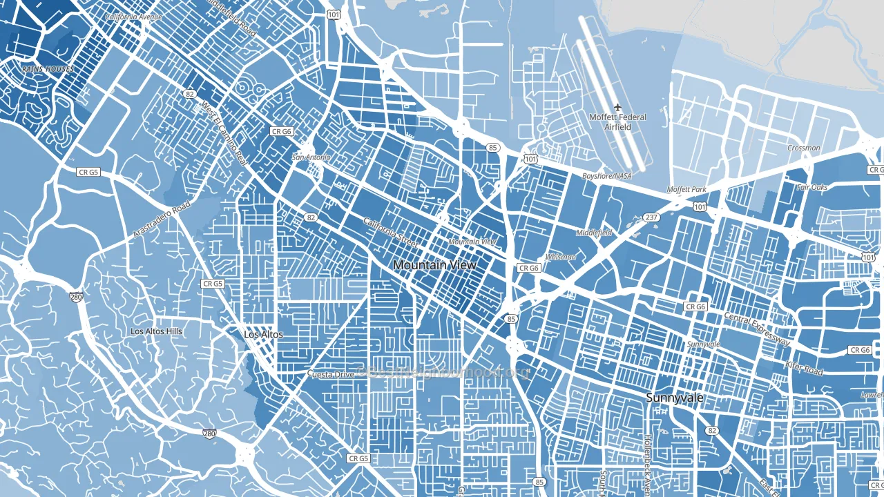 Mountain View, CA block-group political-lean map